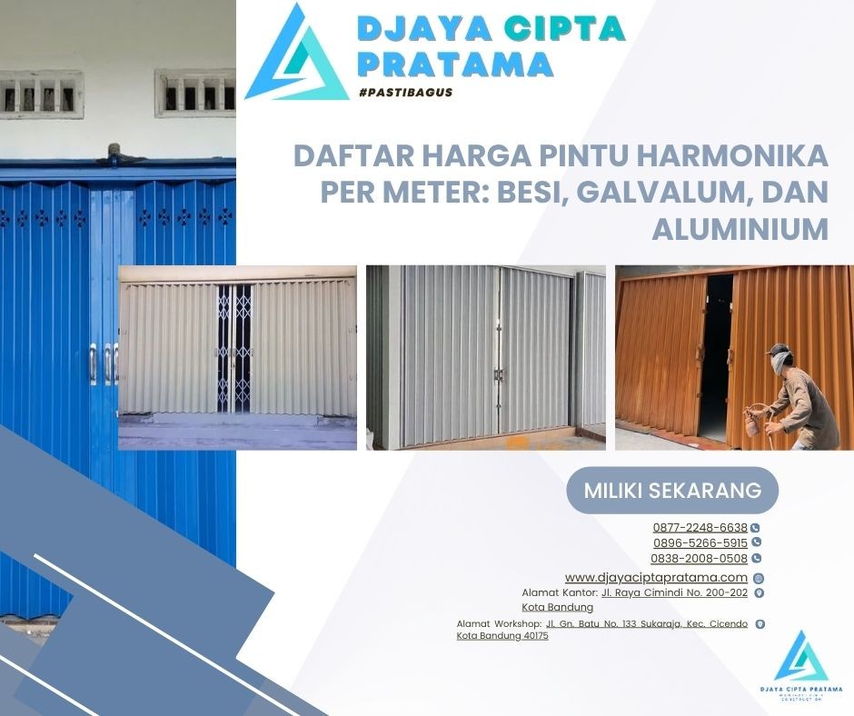 Daftar Harga Pintu Harmonika per Meter: Besi, Galvalum, dan Aluminium