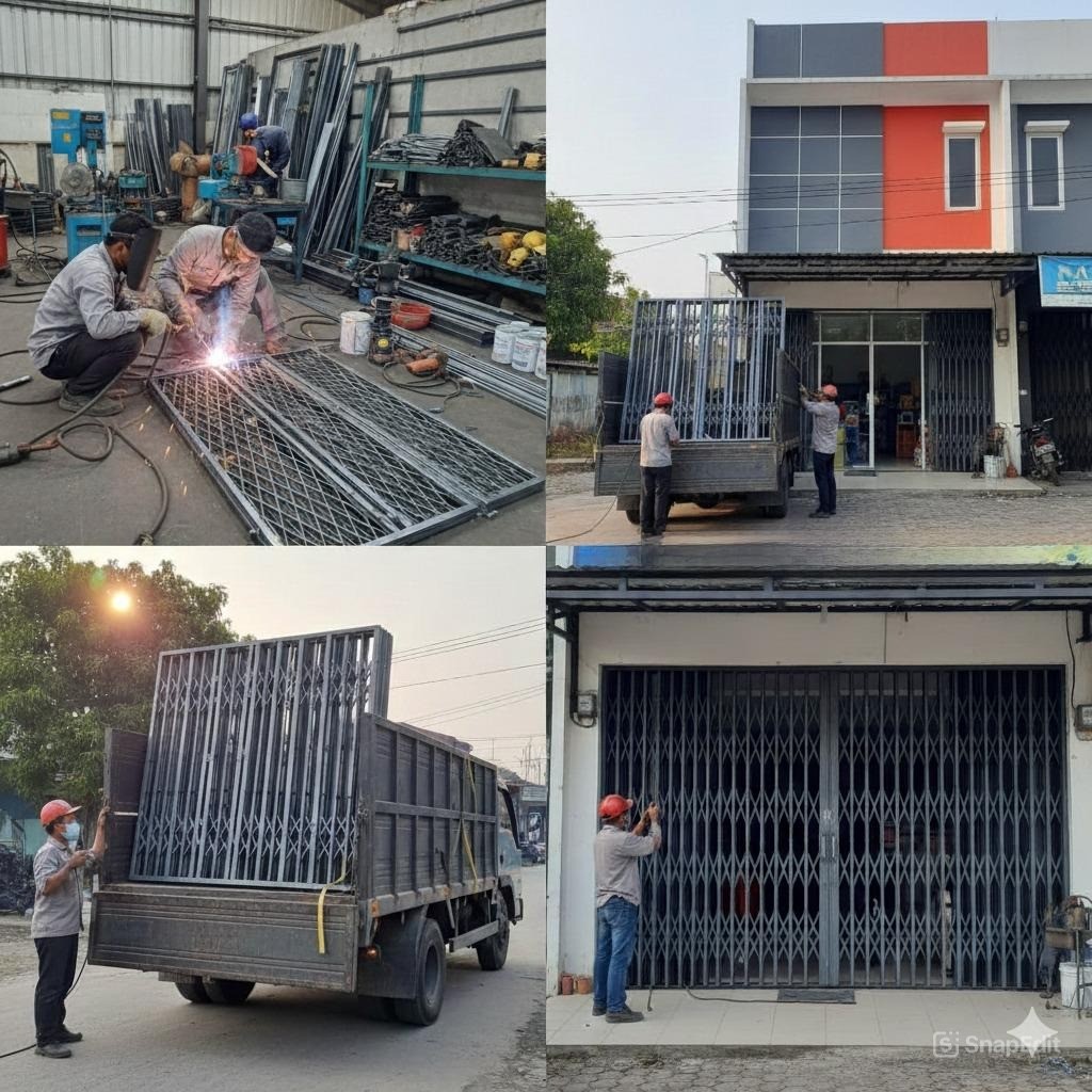 Proses Produksi dan Instalasi Pintu Besi Lipat Expanded untuk Ruko dan Toko